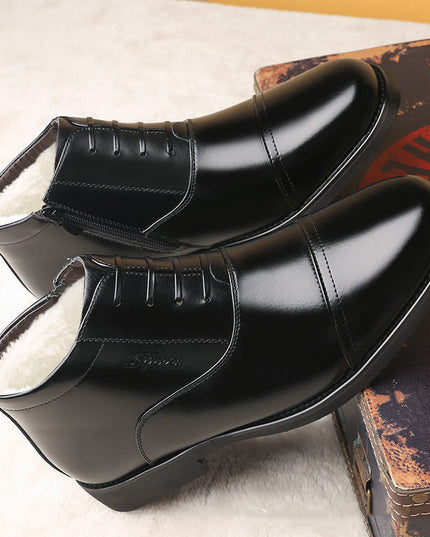 Winter Real Leather With Fleece Lining Men's Cotton Shoes