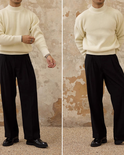Thickened Half-high Collar Sweater Men's Cotton Thick
