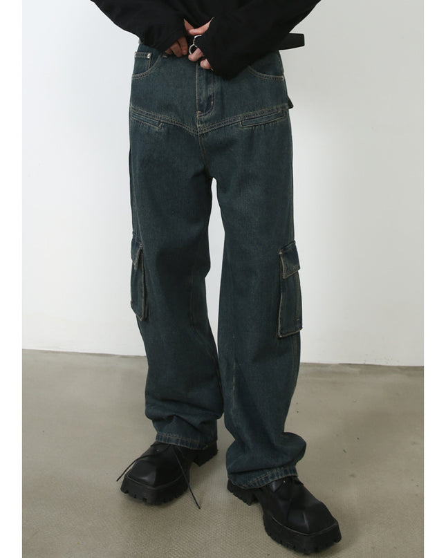 Men's Multi-pocket American Washed Jeans