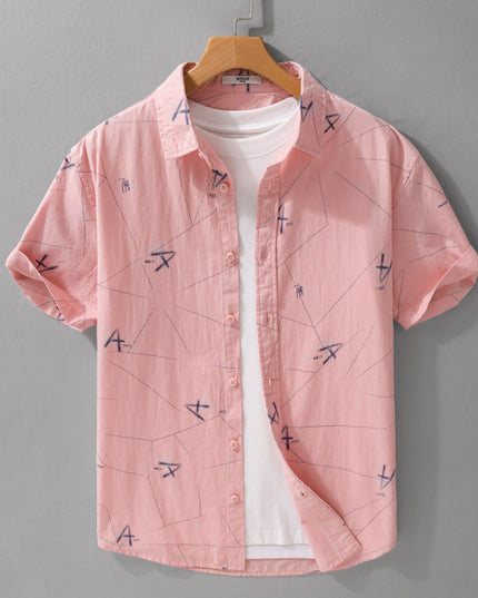 Letter Printed Simple Short Sleeve Shirt