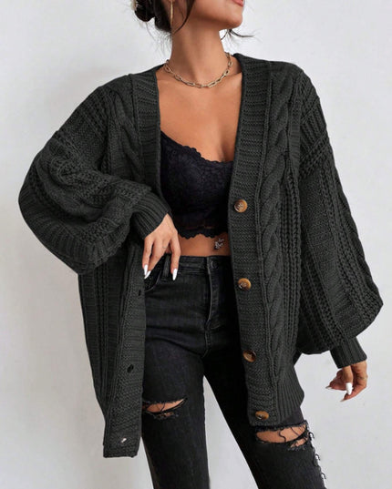 V-neck Sweater Women's Retro Fashion Loose Twist Knitted Coat