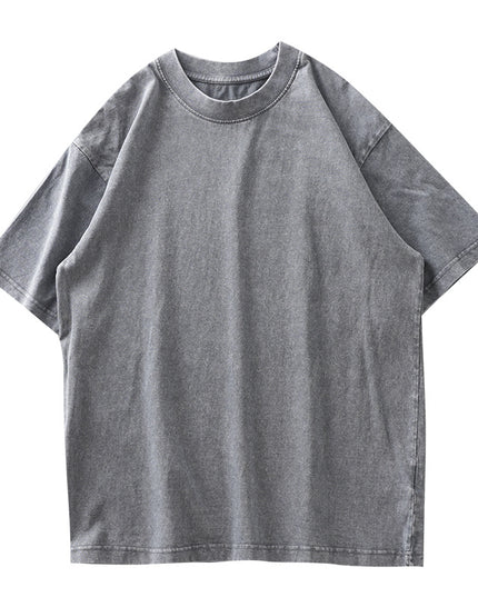 Washed And Worn Heavy Cotton T-shirt Men's Short Sleeve