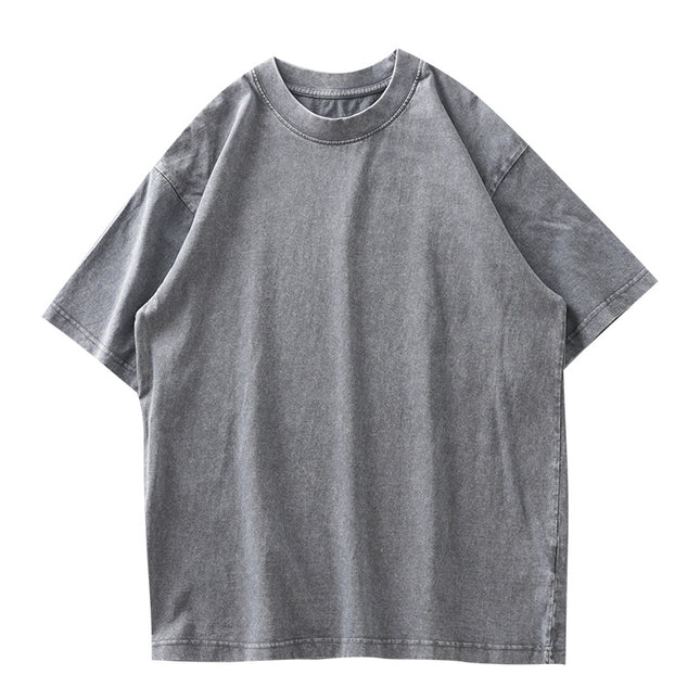 Washed And Worn Heavy Cotton T-shirt Men's Short Sleeve