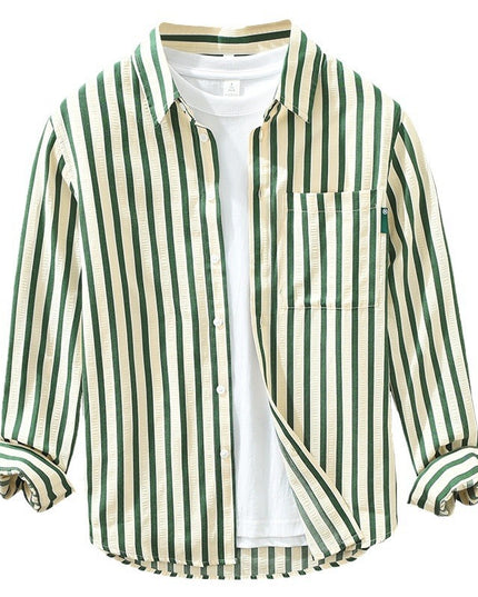 Vertical Striped Long-sleeved Shirt Loose