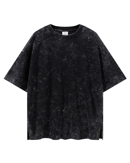 Pure Color Split Small Sweater Fabric Short-sleeved T-shirt