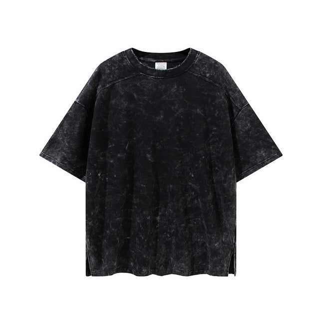 Pure Color Split Small Sweater Fabric Short-sleeved T-shirt