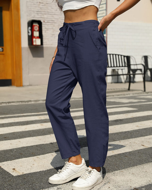 New Casual Linen Drawstring Pants For Women - Comfortable & Stylish
