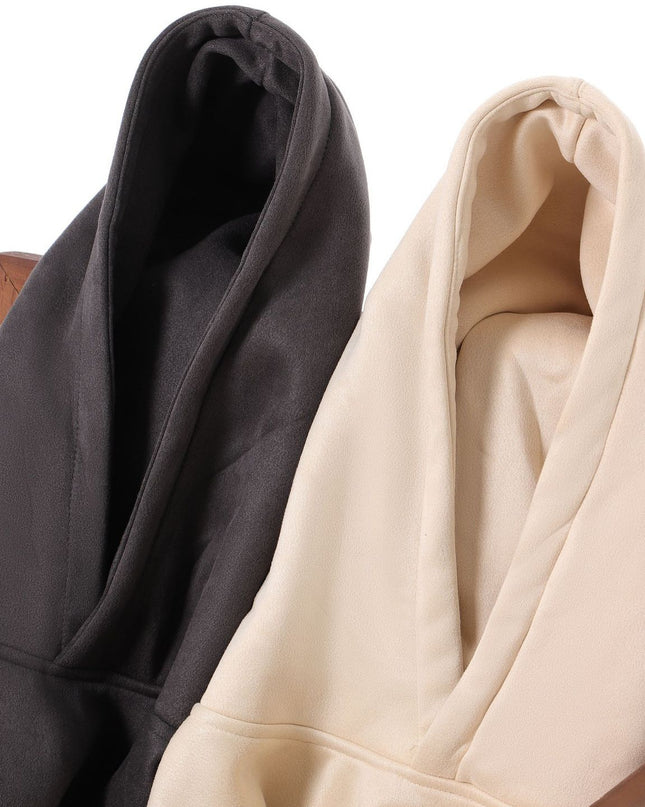 Suede No Hat Rope Hooded Sweater For Men
