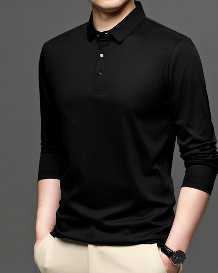 New Men's Long-sleeved Lapel T-shirt