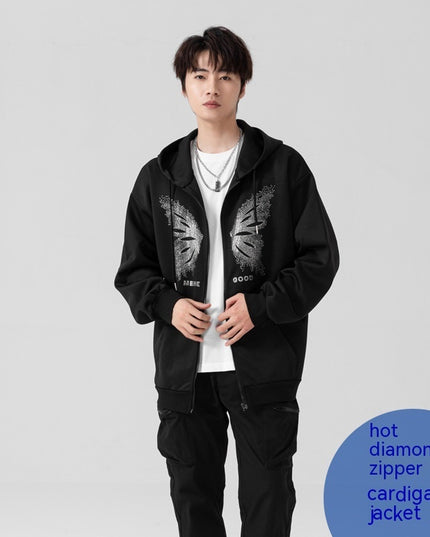 Men's Fashion Casual Loose Butterfly Rhinestone Sweater