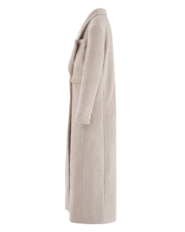 American Street Elegant High-grade Woolen Coat Double-breasted Waist-tight Design Lengthened Coat