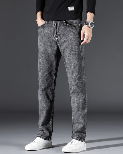 Men's Business Casual High Waist Stretch Jeans Simple Fashion Straight Loose Jeans