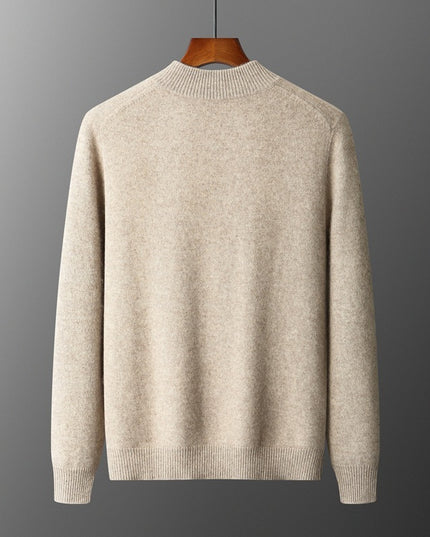 Wool Cardigan Men's Stand Collar Zipper Knitted Sweater Coat Warm And Loose Cashmere Pants Men