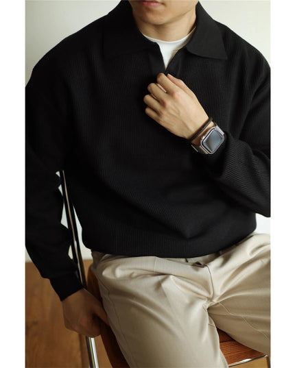 Lapel Warm Men's Long Sleeve Base