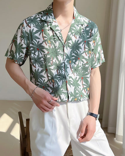 Cuban Collar Loose Shoulder Shirt