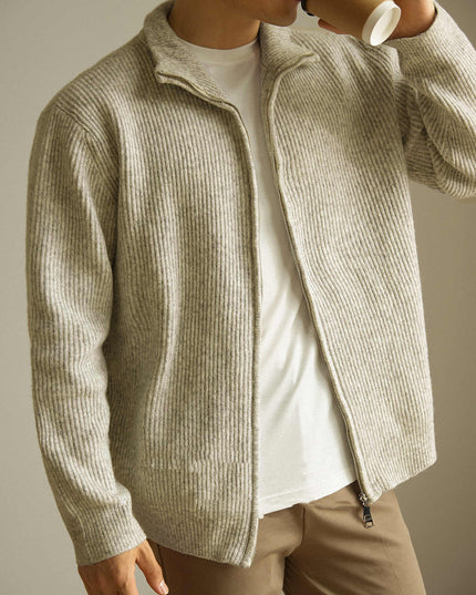 Knitted Zipper Jacket Loose Casual Turtleneck Men's Sweater