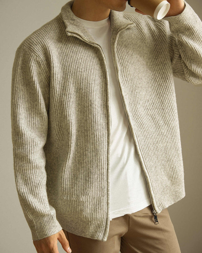 Knitted Zipper Jacket Loose Casual Turtleneck Men's Sweater