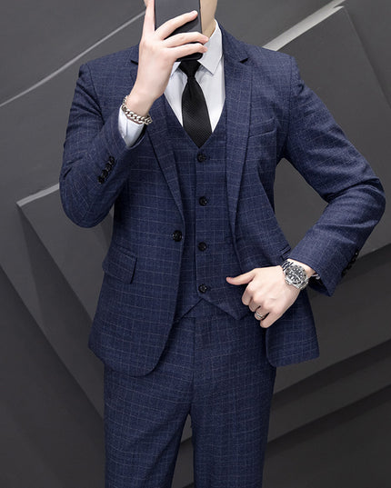 Men's Korean-style Slim Fit Youth Leisure Suit Three-piece Suit