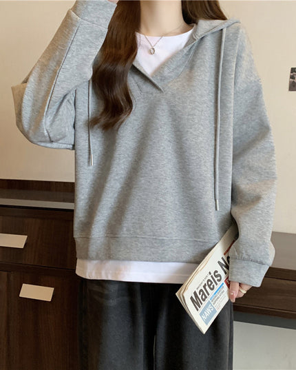 Loose Slimming Patchwork Fake Two-piece Top