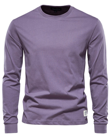 Men's Solid Color Round Neck Long-sleeved Top T-shirt