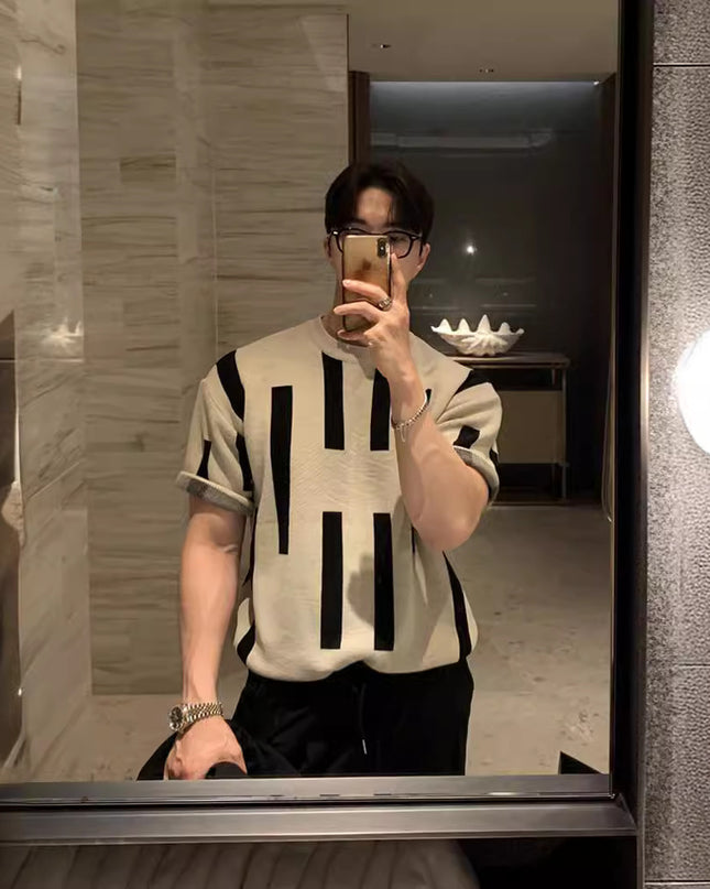 American High Street Round Neck Knitted Short Sleeve T-shirt