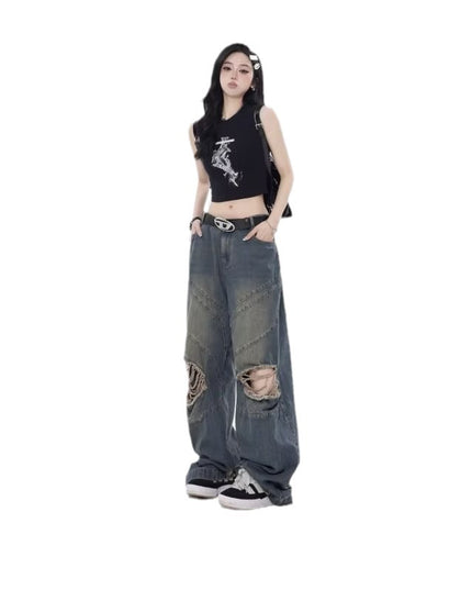 Retro Loose Casual Straight-leg Trousers Women