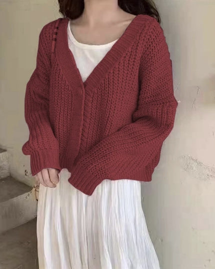 College Style Girls' Tops Loose Outer Wear Short Knitted Cardigan Sweater