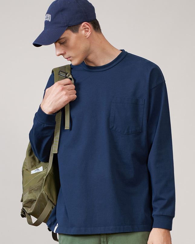 Solid Color Oversize Long-sleeved T-shirt Men