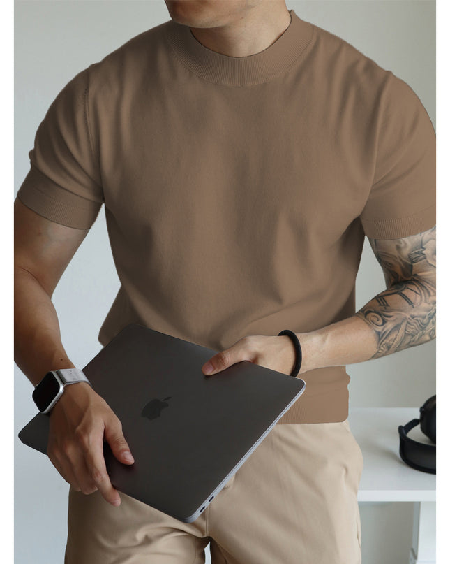 Knitwear Men's Solid Color Slim-fit Commute Breathable T-shirt