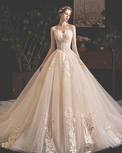 Bride Summer Tube Top Mori Style Trailing Skirt