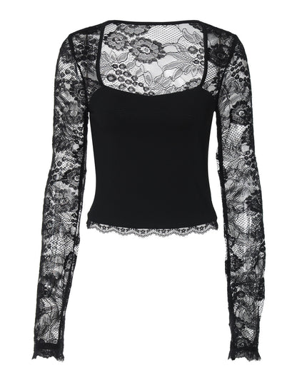 Sexy Lace Cutout Stitching Long Sleeve