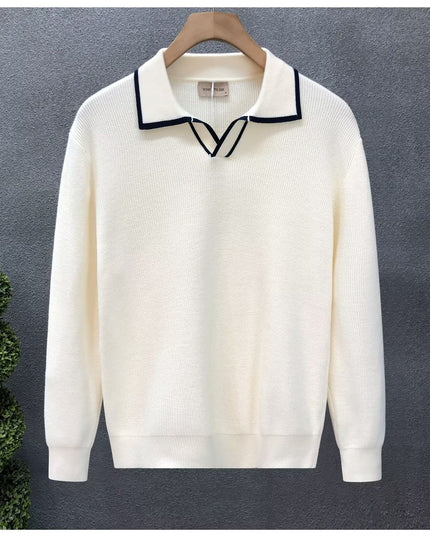 Lightly Mature Casual Polo Collar Sweater Men