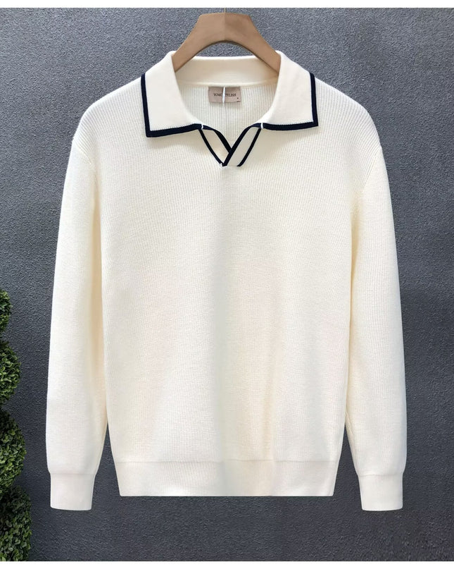 Lightly Mature Casual Polo Collar Sweater Men
