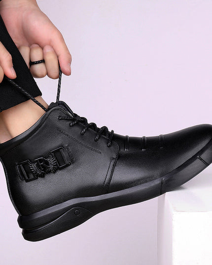 Men's Stitched Flat Heel Front Lace-Up Martin Boots