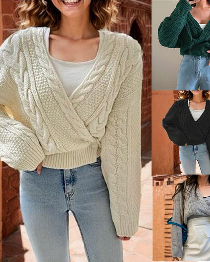 Autumn And Winter Diagonal Cardigan Cross Non-specification V-neck Sweater