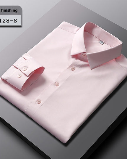 Elastic Silk Men's Long-sleeved Non-ironing Solid Color Breathable Shirt