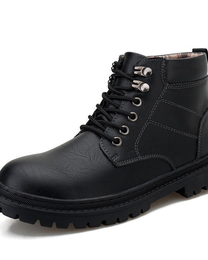 Men's Autumn Leisure Tooling Middle Tube Non-slip Wear-resistant Leather Boots