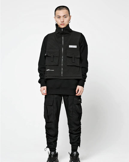 Men's ins street fashion brand multi-pocket overalls trendy elastic waist pants
