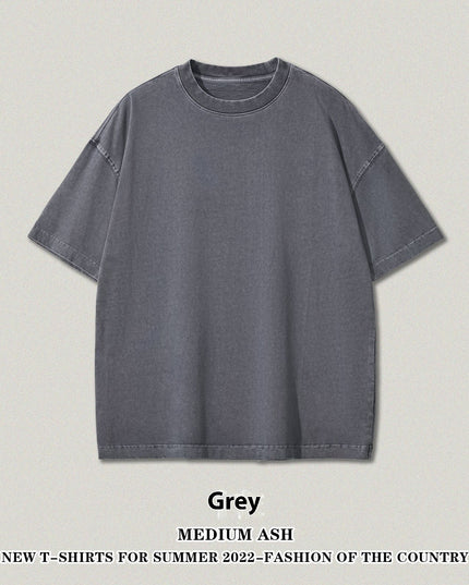 Washed Heavy Cotton Short Sleeve Retro