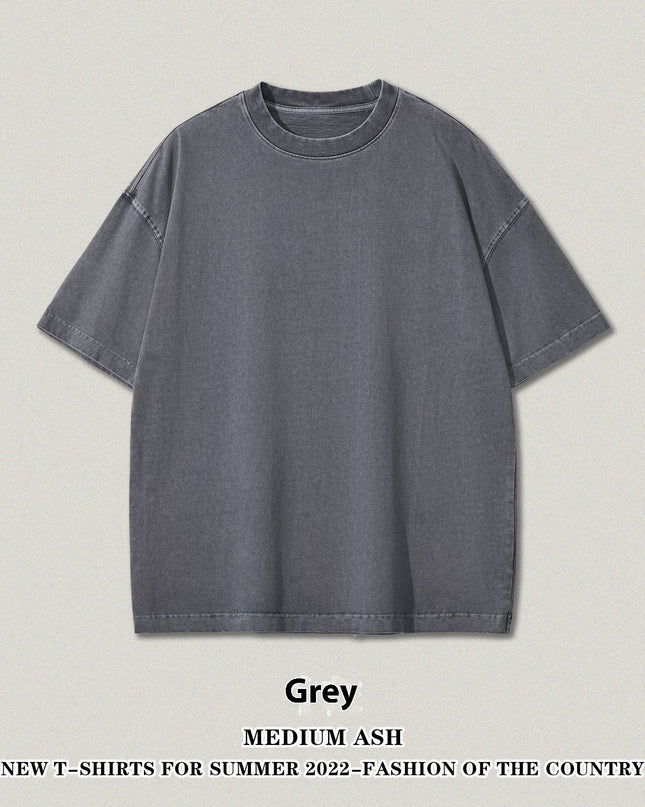 Washed Heavy Cotton Short Sleeve Retro
