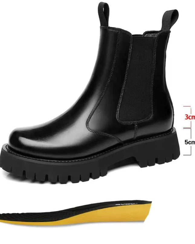 Thick Soled Doc Martens Men's Half High Top Leather Boots Sleeve Tooling Cotton Boots