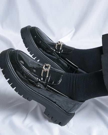 Men's Youth British Style Platform Big Head Workwear Leather Shoes
