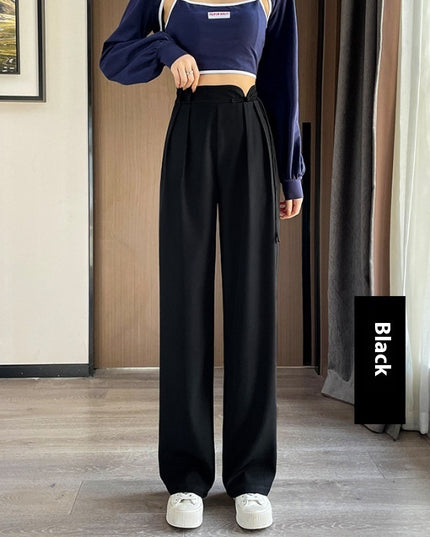 New Chinese Style Buckle High Waist Casual National Style Special-interest Design Elastic Waist Wide Leg Pants
