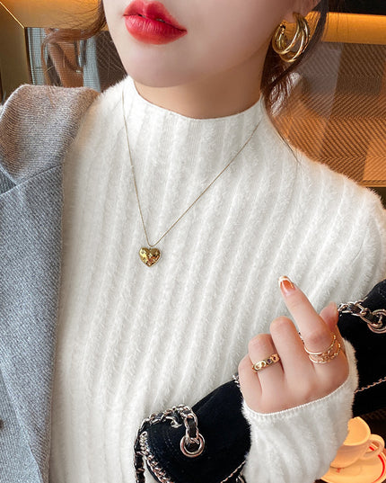 High-grade Fleece-lined Half-high Collar Knitted Bottoming Shirt Inner Wear Sweater