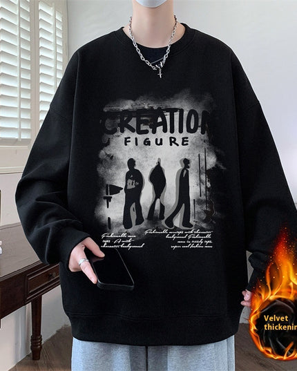 Autumn And Winter Brushed Hoody Pu Handsome Long Sleeve