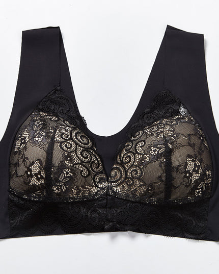 Comfortable Plus Size Backless Bra Lace Push Up Front Closure Bra