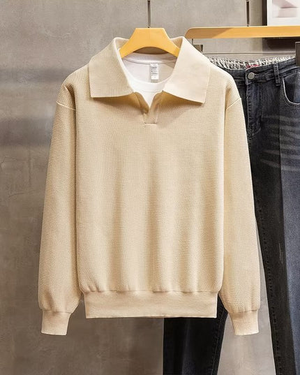 Fashion Personality Lapel Knitted Polo Shirt Men