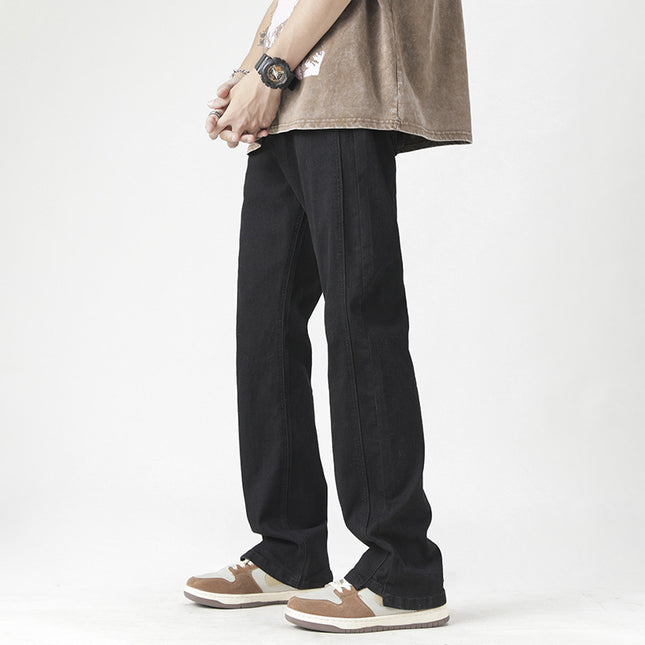 Men’s American-Style Heavy Washed Yellow Jeans | Straight-Leg Cotton Mid-Waist