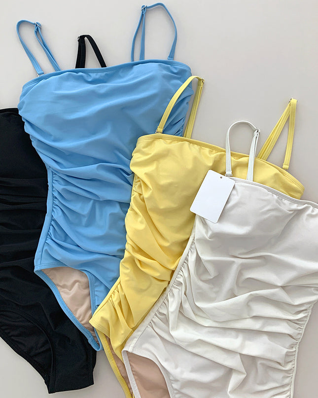 Sling Style Belly Pleated Slim-fit Sexy Hot Spring Bathing Suit