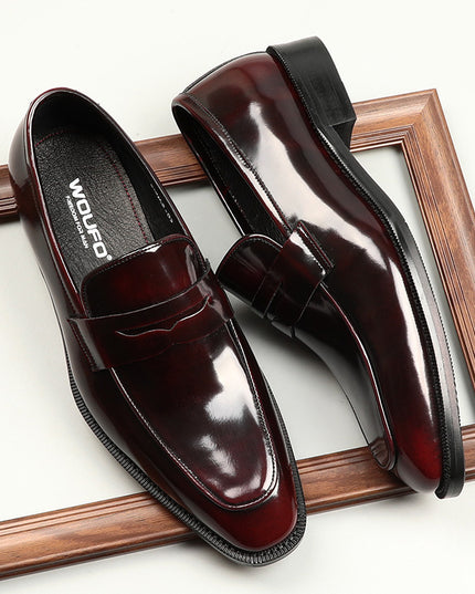 Men's Square-toe Patent Leather Business Formal Shoes